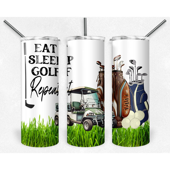 handmade Other - Eat, sleep, golf, repeat metal insulated tumbler, dad tumbler, dad gift, botle